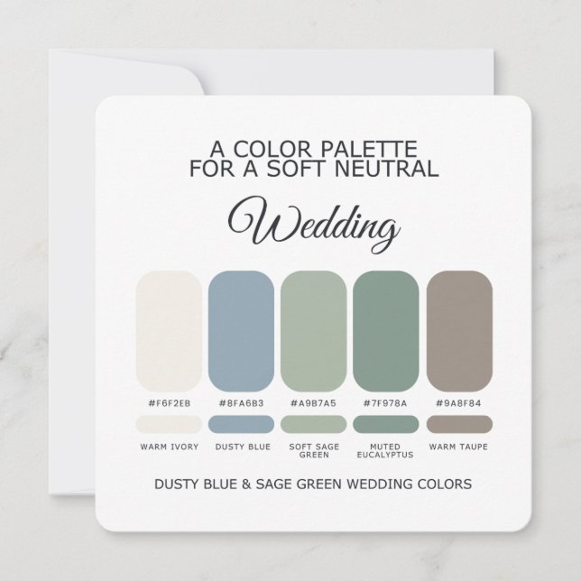 Dusty Blue Sage Green Wedding Color Palette Card Einladung (Vorderseite)