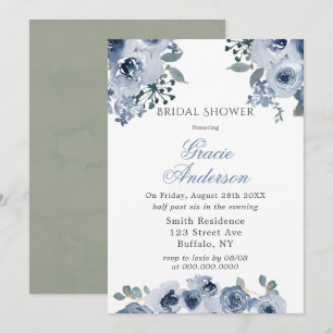 Dusty Blue Sage Painted Peony Brautparty Invita Einladung