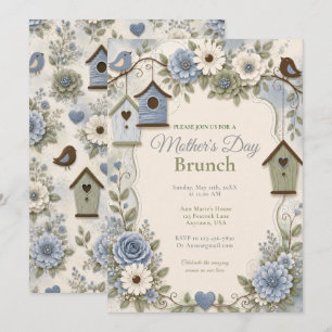 Dusty Blue Salbei Muttertags-Brunch Einladung