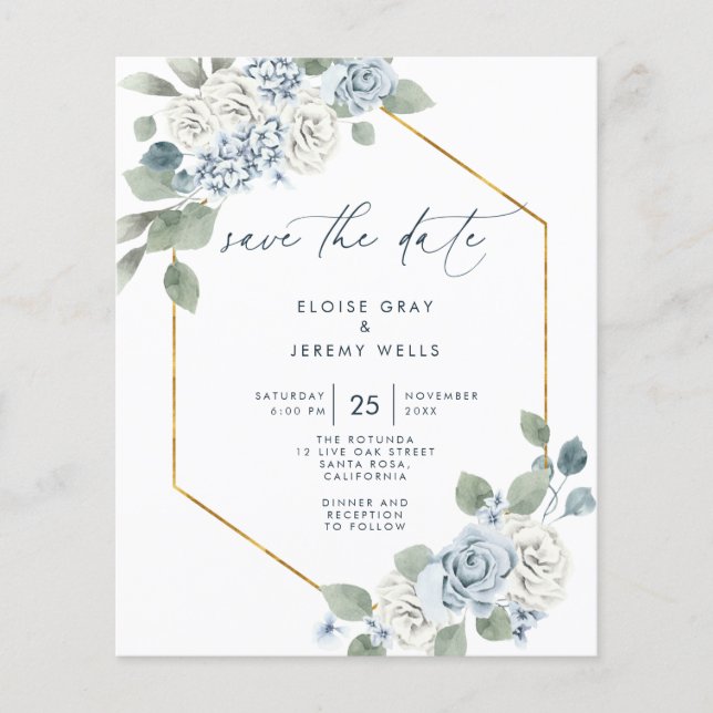 Dusty Blue Save the Date (Vorderseite)