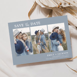Dusty Blue Save the Date 3 Foto Einfach