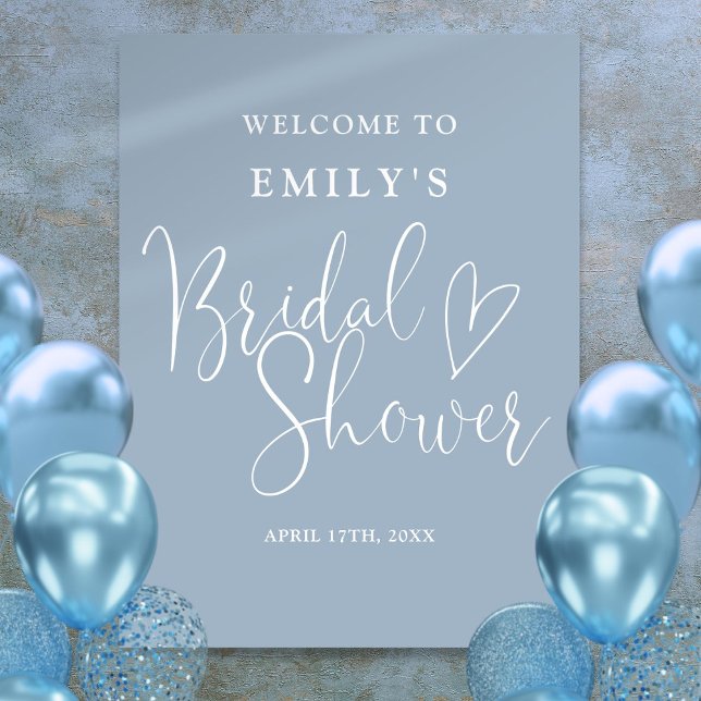Dusty Blue Script Brautparty Begrüßungszeichen Poster (Dusty Blue Script Bridal Shower Welcome Sign)