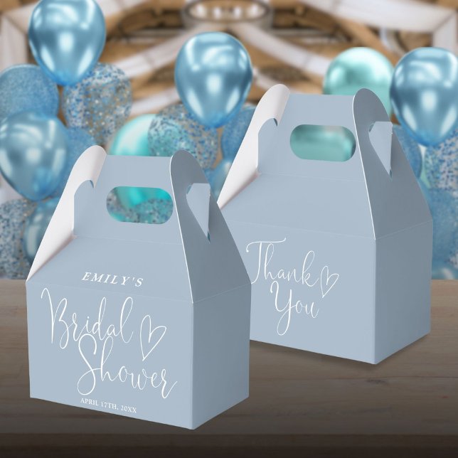 Dusty Blue Script Calligraphy Brautparty Geschenkschachtel (Dusty Blue Script Calligraphy Bridal Shower Favor Boxes)