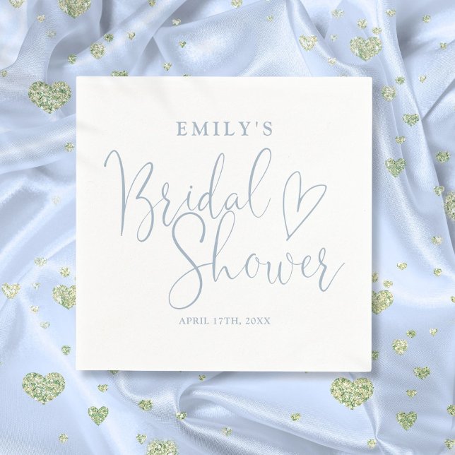 Dusty Blue Script Calligraphy Brautparty Serviette (Dusty Blue Script Calligraphy Bridal Shower Napkins)