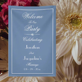 Dusty Blue Script Elegant Wedding Welcome Backgrou Banner