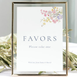 Dusty Blue Script Favors Wedding Tabletop Sign