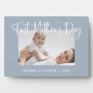 Dusty Blue   Script First Mother's Day Foto Fotoplatte