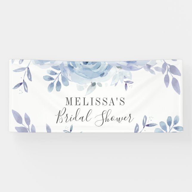 Dusty Blue Script Floral Lilac Brautparty Banner (Horizontal)