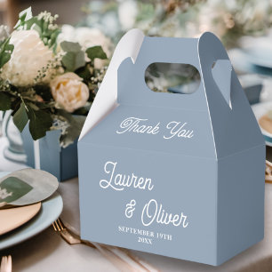 Dusty Blue Script Minimalistisch Wedding Geschenkschachtel
