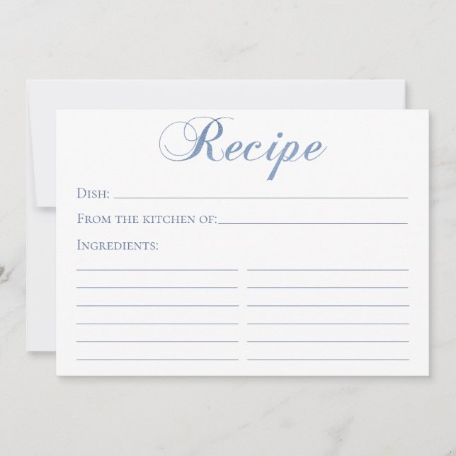 Dusty Blue Script Recipe Card (Vorderseite)