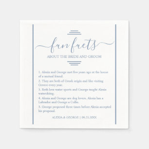 Dusty blue script typografie Spaß Fakten Hochzeit Serviette