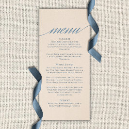 Dusty Blue Script Typography Wedding Menükarte