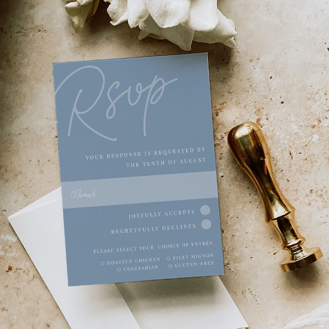 Dusty Blue | Script Watermark - Auswahl RSVP Karte (Von Creator hochgeladen)