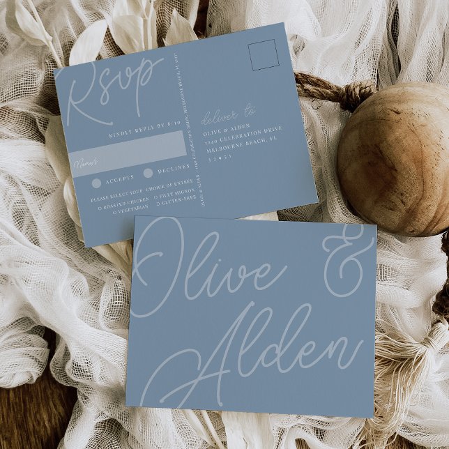 Dusty Blue | Script Watermark Meal Choice UAWG Postkarte (Von Creator hochgeladen)