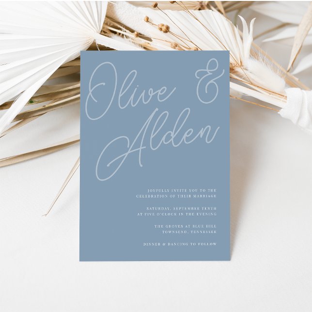 Dusty Blue | Script Watermark Wedding Einladung (Von Creator hochgeladen)