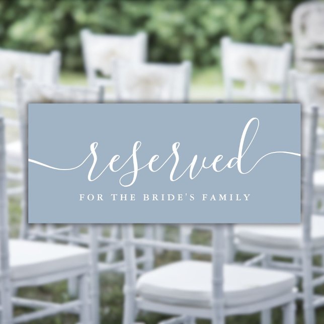 Dusty Blue Script Wedding Reserviert Sign (Dusty Blue Script Wedding Reserved Chair Sig)