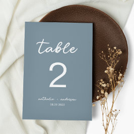 Dusty Blue Script Wedding Tischnummer