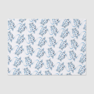 Dusty Blue Sea Turtle Beach Seidenpapier