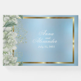 Dusty Blue Shimmering Blues Wedding Gästebuch