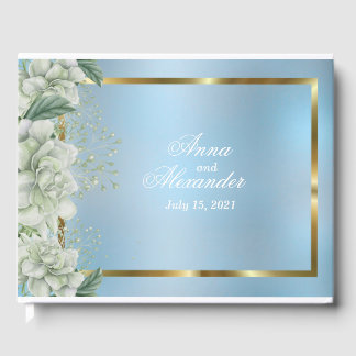 Dusty Blue Shimmering Blues Wedding Gästebuch