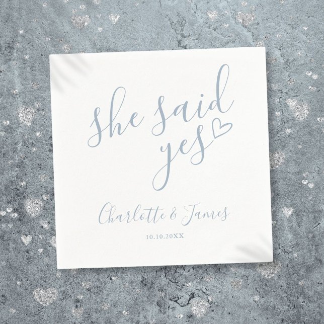 Dusty Blue Sie sagte Yes Engagement Party Serviette (Dusty Blue She Said Yes Engagement Party Napkins)