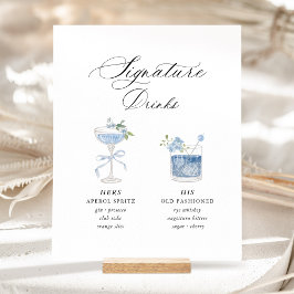Dusty Blue Signature Drinks Wedding Sockelschild