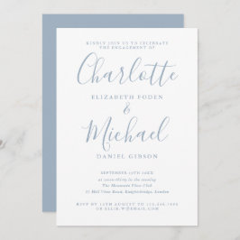 Dusty Blue Signature Script Engagement Party Einladung