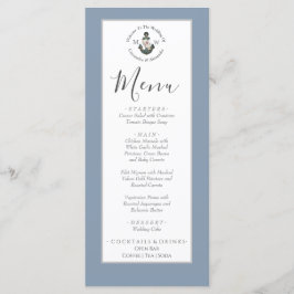 Dusty Blue silber grau, nautische Themenhochzeit Menükarte