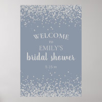 Dusty Blue Silver Confetti Brautparty