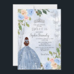 Dusty Blue Silver Floral Princess Sweet 16 Einladung<br><div class="desc">Elegant Dusty Blue Silver Floral Princess Butterflies Sweet 16 Einladung</div>