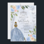 Dusty Blue Silver Floral Princess Sweet 16 Einladung<br><div class="desc">Elegant Dusty Blue Silver Floral Princess Butterflies Sweet 16 Einladung</div>