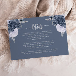 Dusty Blue Silver Floral Wedding Details Begleitkarte