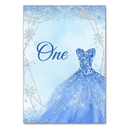 Dusty Blue Silver Geometric Quinceañera Tischnummer
