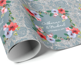 Dusty Blue Silver Glitzer Wasserfarben Geschenkpapier