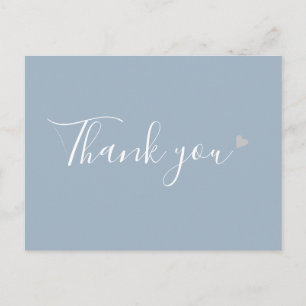 Dusty Blue Silver Heart Script Business Vielen Dan Postkarte