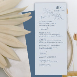 Dusty Blue Simple Boho Floral Wedding Menu Menükarte