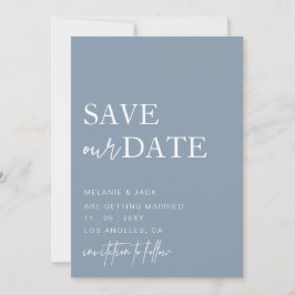 Dusty Blue Simple Calligraphy Save the Date