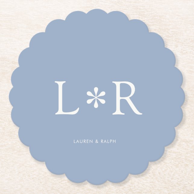Dusty Blue Simple Chic Couple Untersetzer (Vorderseite)