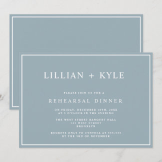 Dusty Blue Simple Chic Probe Dinner Einladung