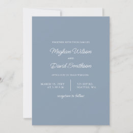 Dusty Blue Simple Elegant Moderne Hochzeit Einladu Einladung
