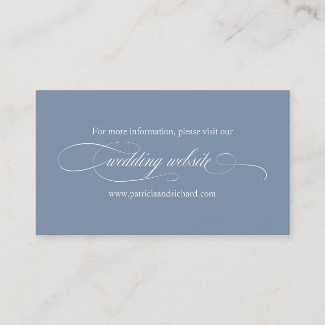 Dusty Blue Simple Elegant Wedding Website Visitenkarte (Vorderseite)