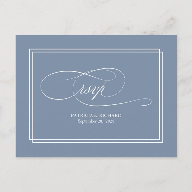Dusty Blue Simple Elegante Wedding UAWG Postcard Postkarte (Vorderseite)