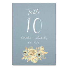 Dusty Blue Simple Floral Script Minimalistischer C Tischnummer