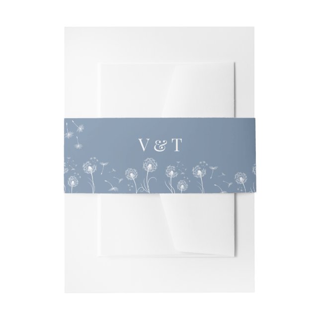 Dusty Blue Simple Floral Wedding Einladungsbanderole (Vorderseite Beispiel)