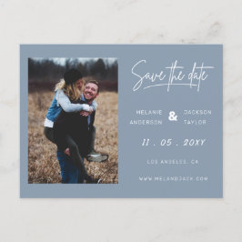 Dusty Blue Simple Foto Save the Date Ankündigungspostkarte