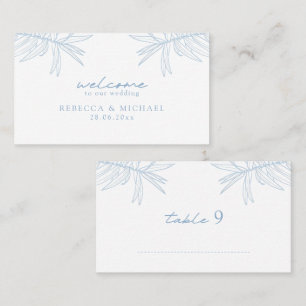 Dusty Blue Simple Hand Drawn Botanical Flat Platzkarte