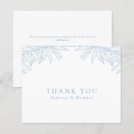 Dusty Blue Simple Hand Drawn Botanical Wedding Dankeskarte