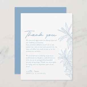 Dusty Blue Simple Hand Drawn botanisch Dankeskarte