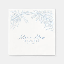 Dusty Blue Simple Hand Drawn botanisch Serviette