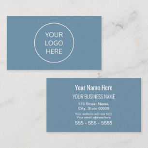 Dusty Blue Simple Modern Add Your Logo Visitenkarte